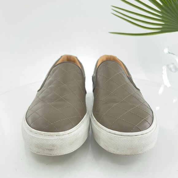 GREATS Womens Brooklyn Sneaker Size 8.5 Gray Quilted Leather Slip on Loafer Shoe - Picture 3 of 15